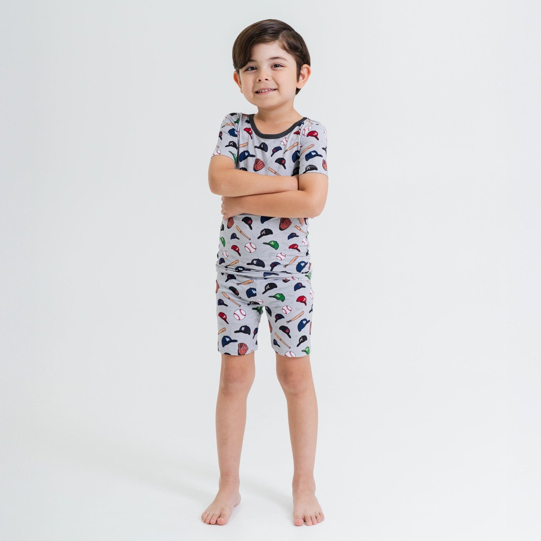 Bam & Stitch Major League Buddies Bamboo Short Sleeve Pajamas | Baseball Kids Set - 