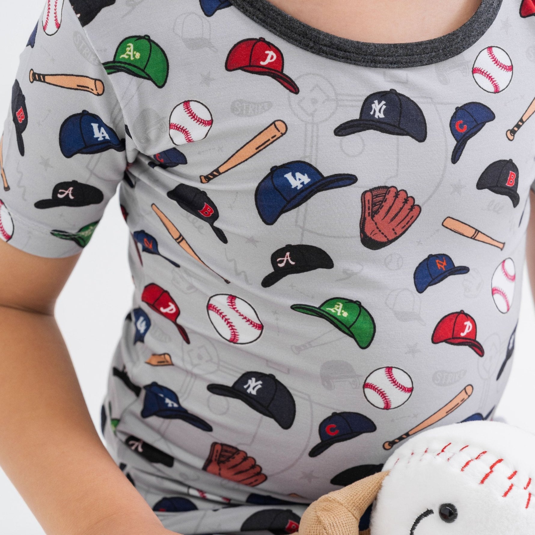Bam & Stitch Major League Buddies Bamboo Short Sleeve Pajamas | Baseball Kids Set - 