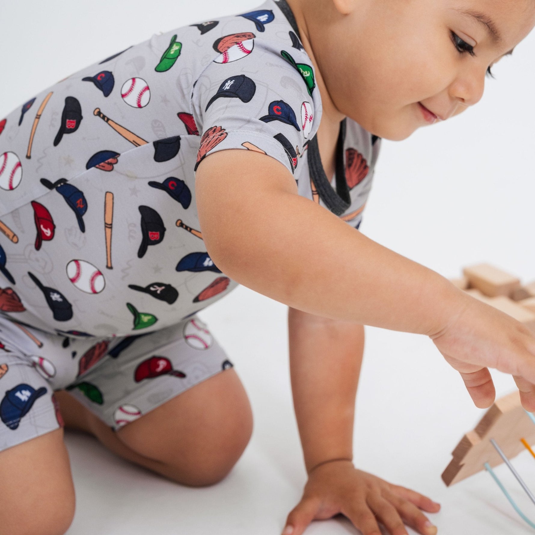 Bam & Stitch Major League Buddies Bamboo Short Sleeve Pajamas | Baseball Kids Set - 