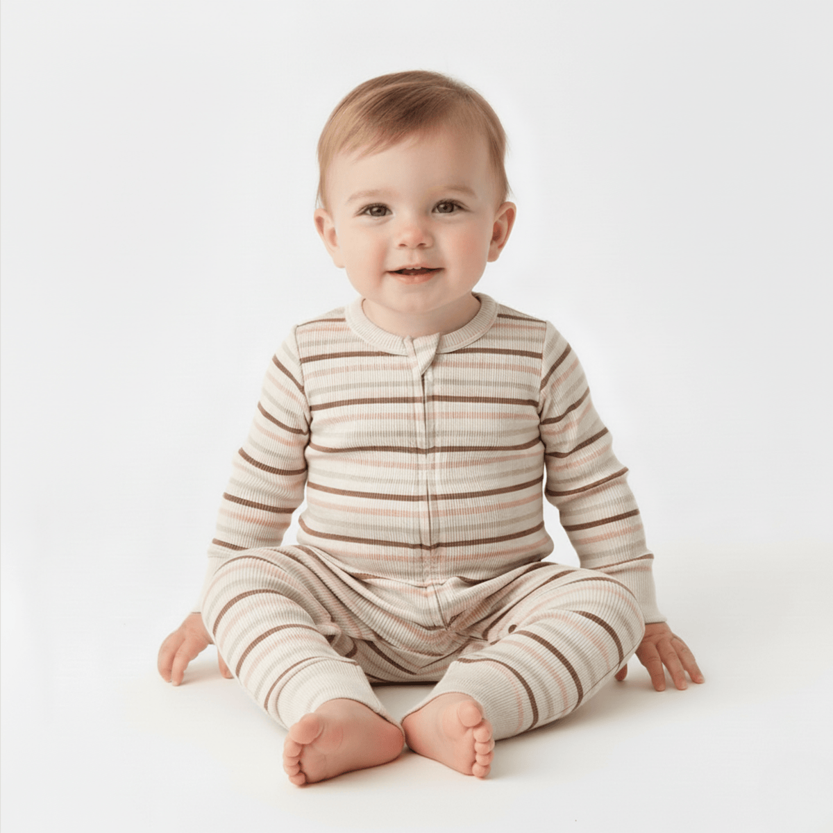 Makemake Organics Makemake Organics 2 - Way Zip Romper Terra Stripes