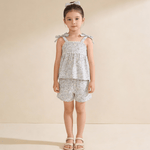 Makemake Organics Makemake Organics Adjustable Tie Up Top And Shorts Set With Floral Tulle For Baby Girls