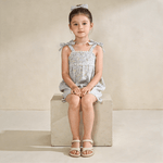 Makemake Organics Makemake Organics Adjustable Tie Up Top And Shorts Set With Floral Tulle For Baby Girls