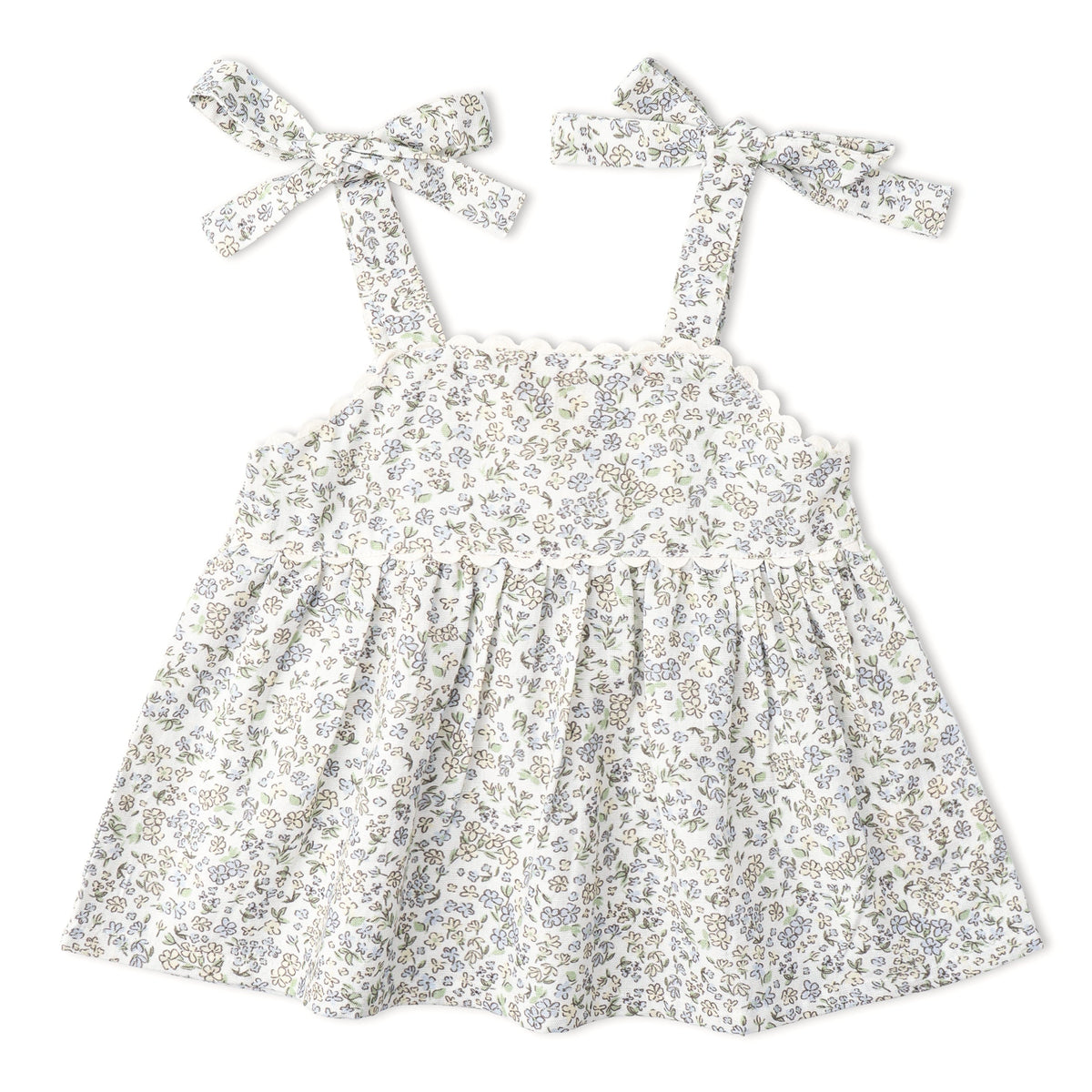 Makemake Organics Makemake Organics Adjustable Tie Up Top And Shorts Set With Floral Tulle For Baby Girls
