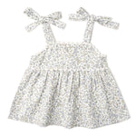 Makemake Organics Makemake Organics Adjustable Tie Up Top And Shorts Set With Floral Tulle For Baby Girls