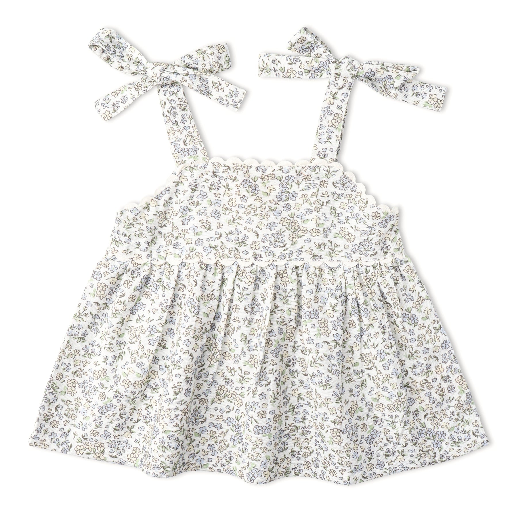 Makemake Organics Makemake Organics Adjustable Tie Up Top And Shorts Set With Floral Tulle For Baby Girls
