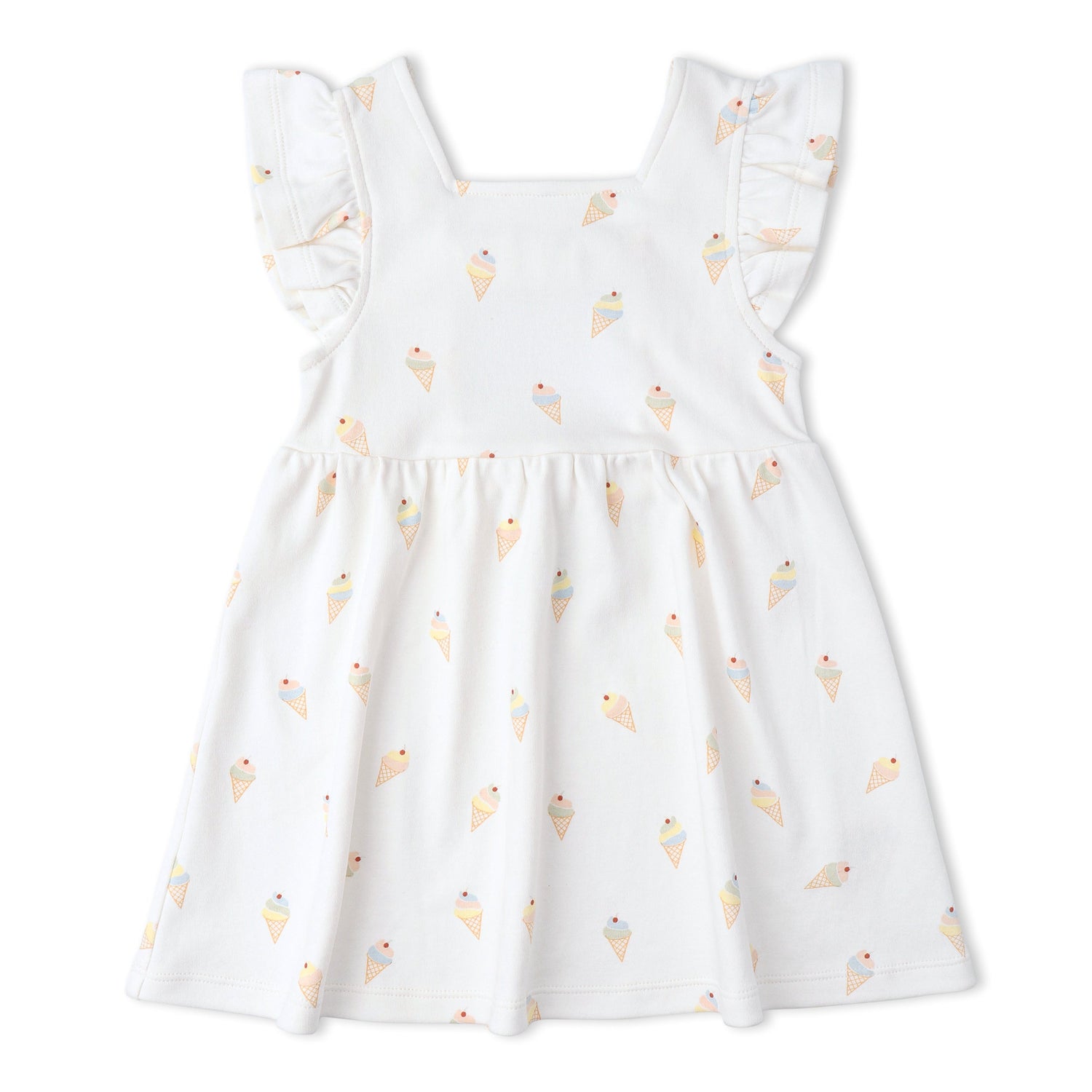 Makemake Organics Makemake Organics Baby Dress Cutout Back Ice Cream Print Breathable Interlock Fabric