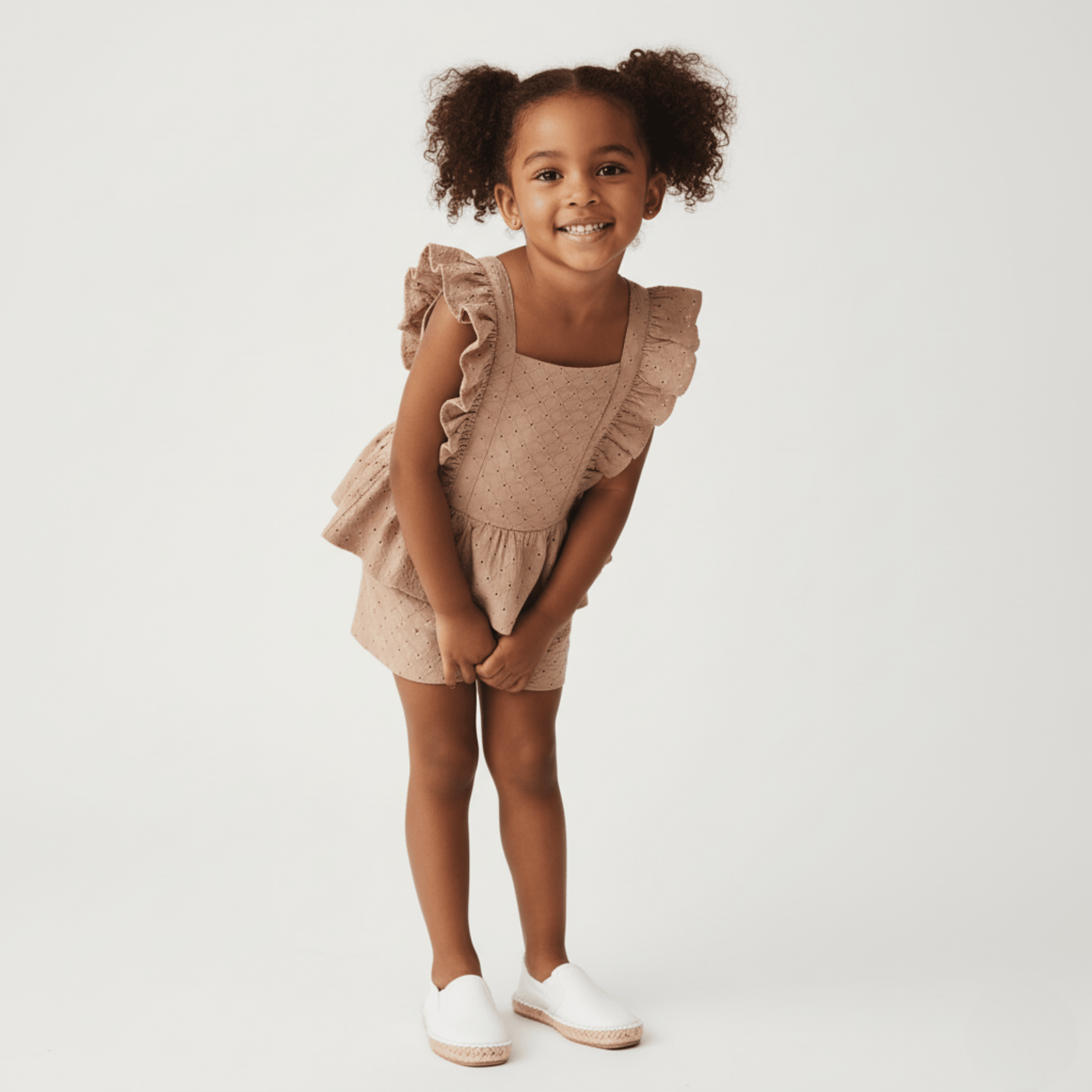 Organic Eyelet Flutter Top And Shorts Set - Clay Eyelet - Fashion, Dress, One-piece garment, Baby & Toddler Clothing, Day Dress | Everetts Place