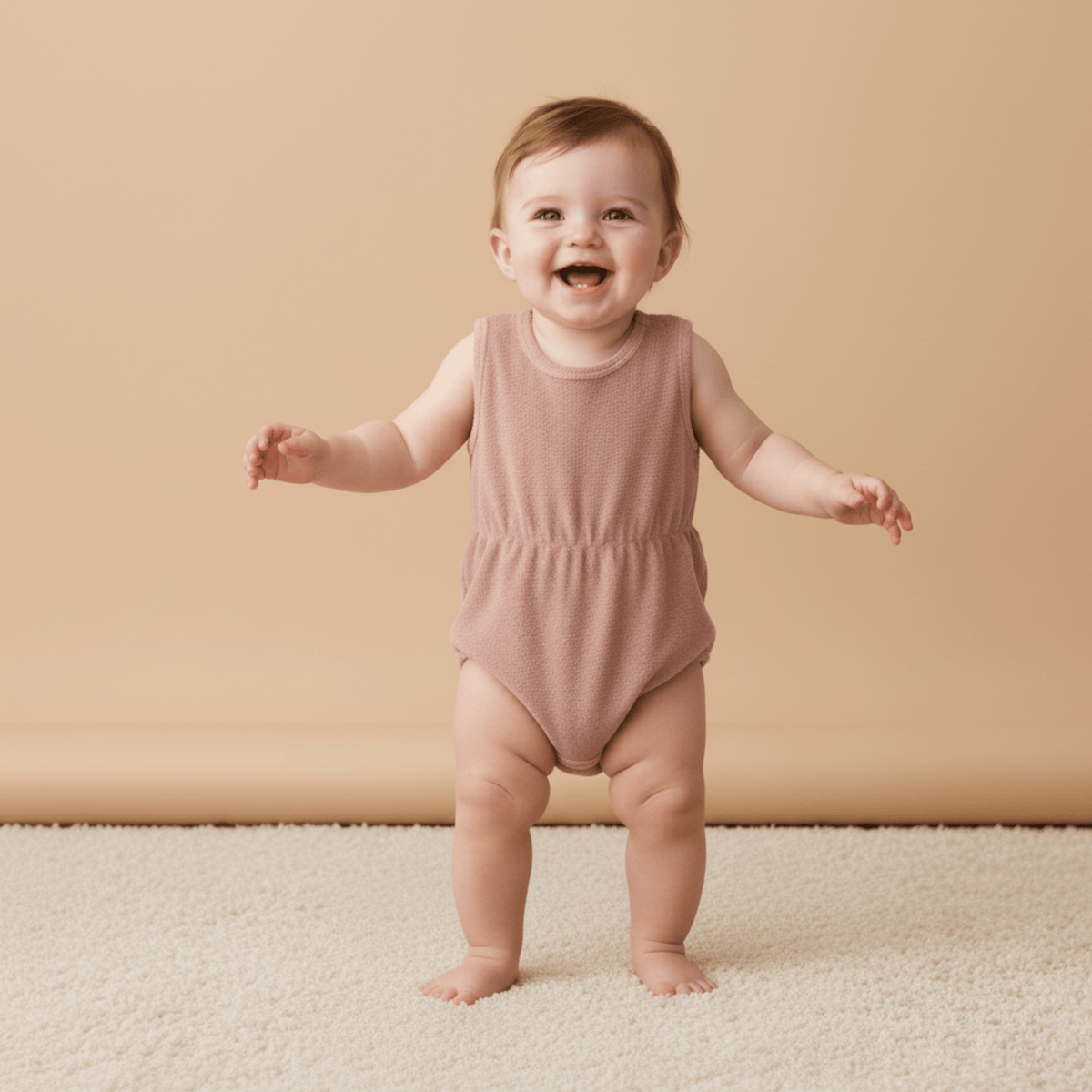 Organic Clinch Romper - Clay - Baby & Toddler Clothing, Child, Pink, Knee, One-piece garment | Everetts Place