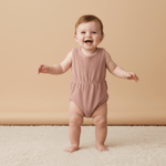 Organic Clinch Romper - Clay - Baby & Toddler Clothing, Child, Pink, Knee, One-piece garment | Everetts Place