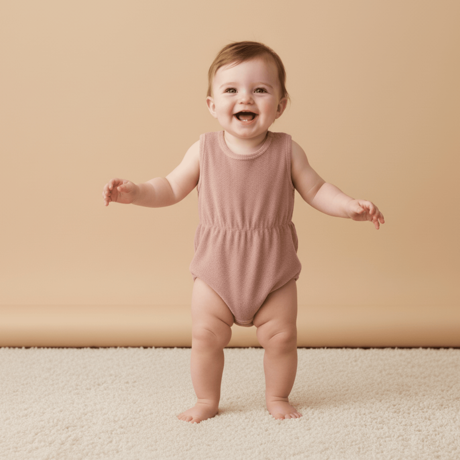 Organic Clinch Romper - Clay - Baby & Toddler Clothing, Child, Pink, Knee, One-piece garment | Everetts Place