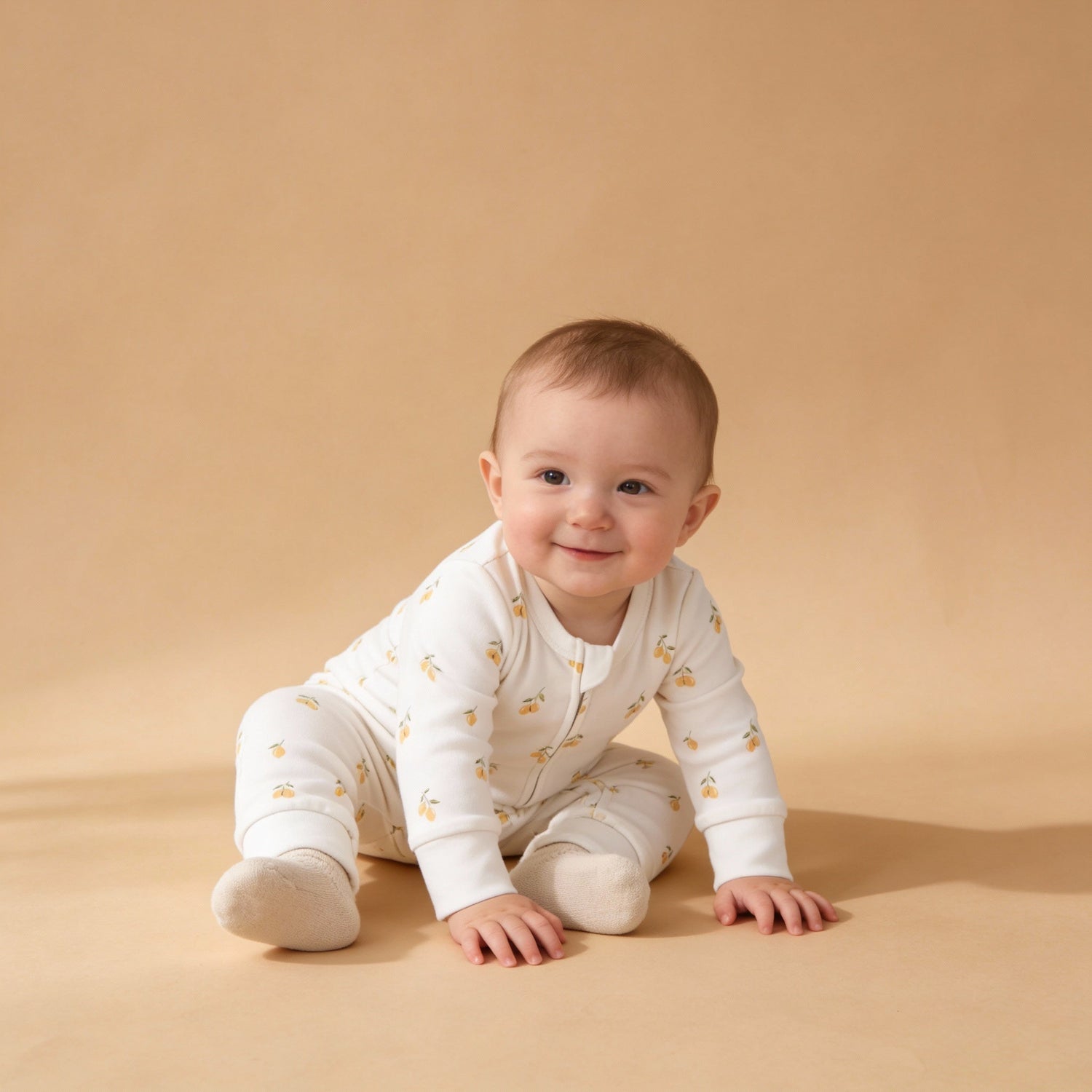 Organic 2-Way Zip Romper - Lemons - Head, Sleeve, Baby & Toddler Clothing, Skin, Child | Everetts Place