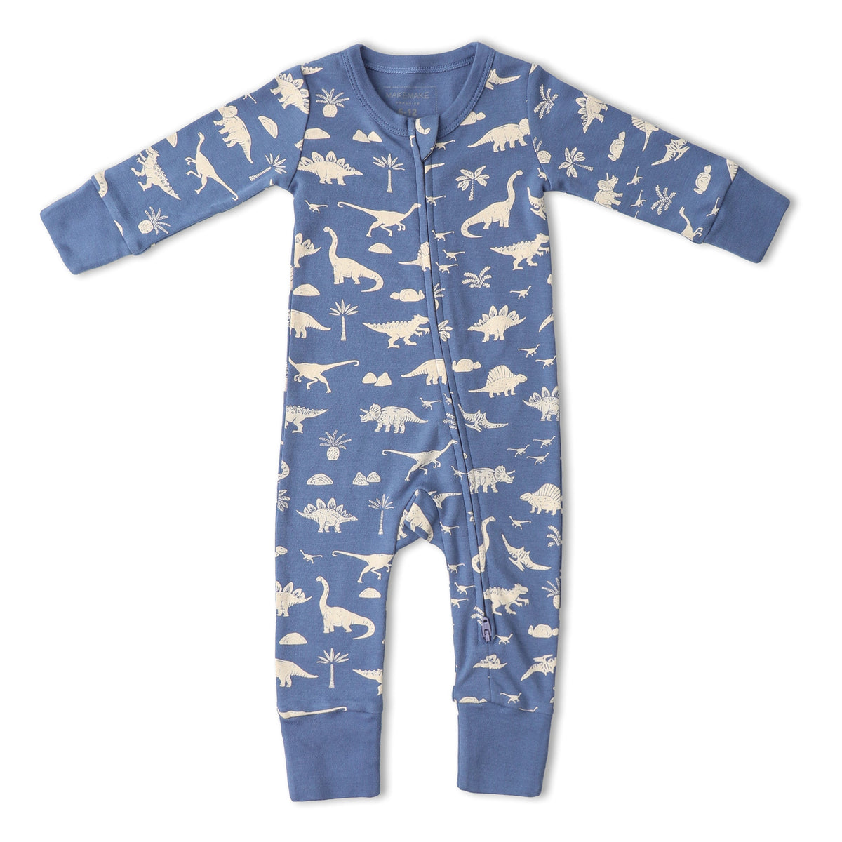 Makemake Organics Makemake Organics Baby Romper With 2 Way Zip Dino Print Soft Organic Cotton All Day Wear