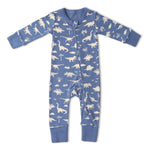 Makemake Organics Makemake Organics Baby Romper With 2 Way Zip Dino Print Soft Organic Cotton All Day Wear
