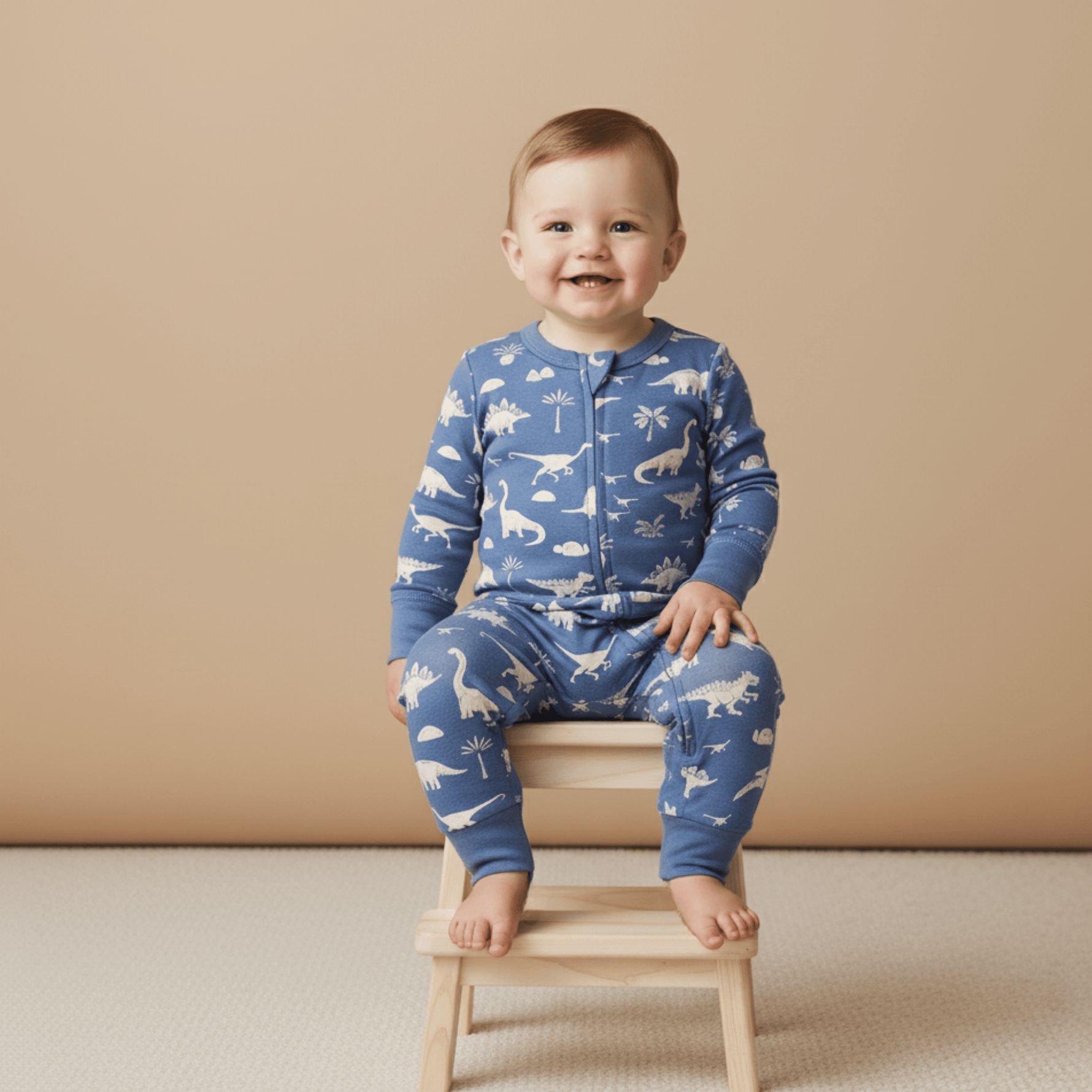 Makemake Organics Makemake Organics Baby Romper With 2 Way Zip Dino Print Soft Organic Cotton All Day Wear