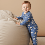 Makemake Organics Makemake Organics Baby Romper With 2 Way Zip Dino Print Soft Organic Cotton All Day Wear