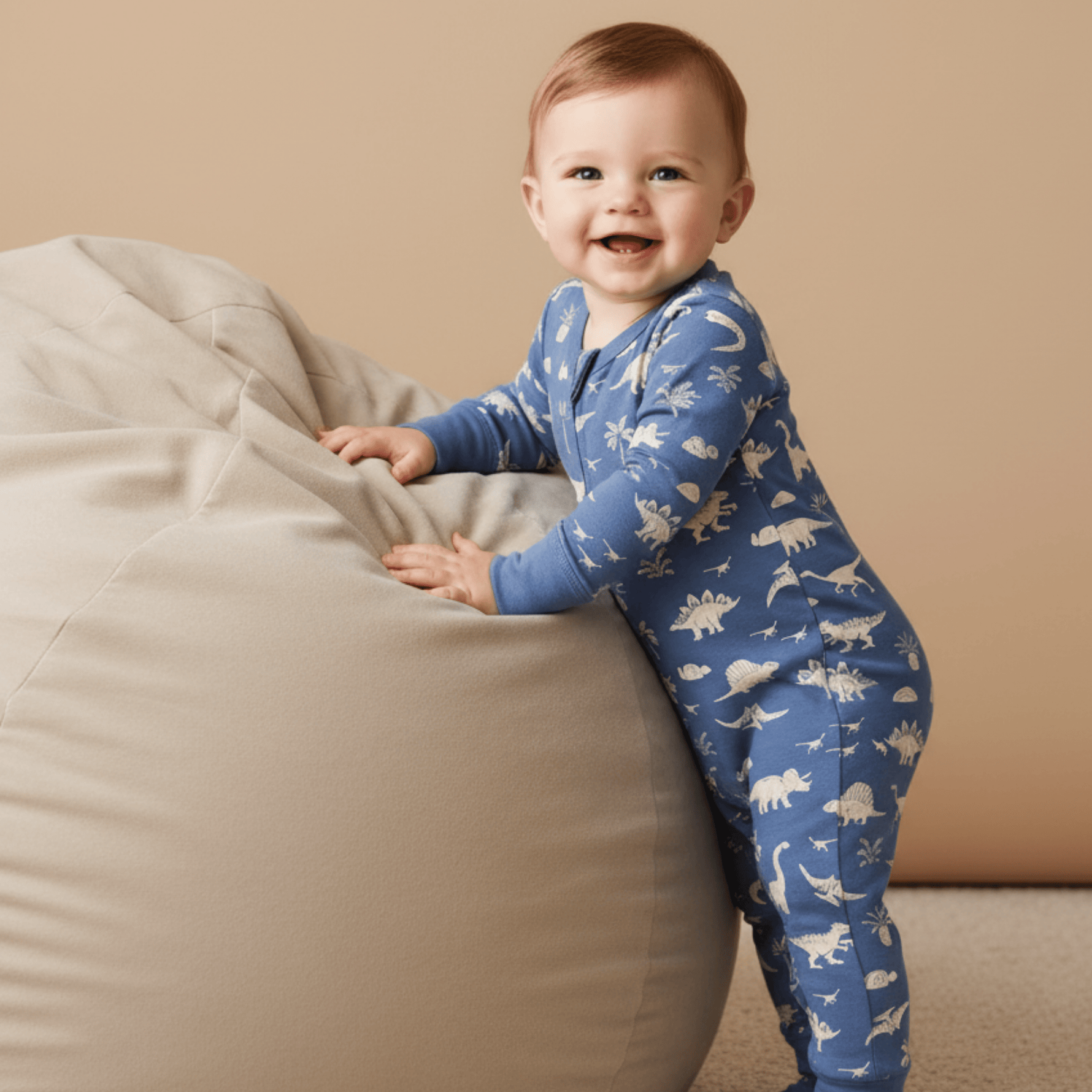 Makemake Organics Makemake Organics Baby Romper With 2 Way Zip Dino Print Soft Organic Cotton All Day Wear