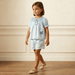Organic Smocked Top & Shorts Set - Light Blue - Child, Nightwear, Waist, Baby & Toddler Clothing, Blond | Everetts Place