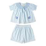 Makemake Organics Makemake Organics Baby Smocked Top And Shorts Set In Organic Cotton Soft Breathable Summer Wear