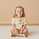 Makemake Organics Makemake Organics Baby Smocked Top And Shorts Set With Embroidered Pocket Soft Organic Cotton