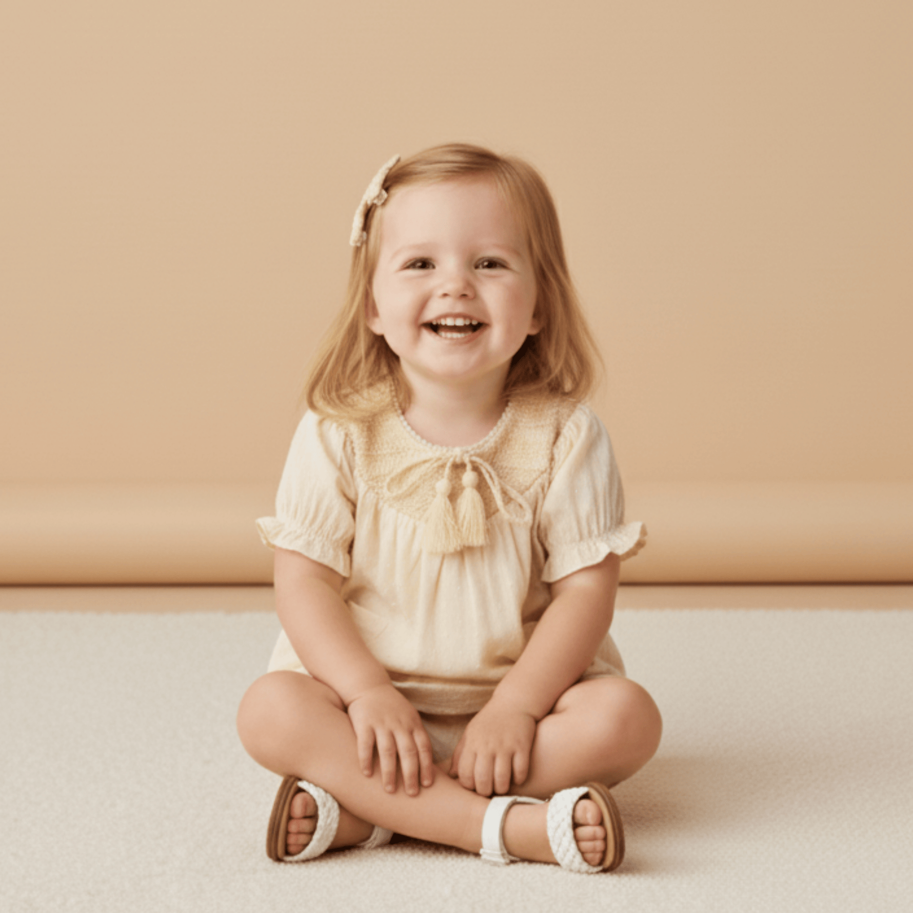 Makemake Organics Makemake Organics Baby Smocked Top And Shorts Set With Embroidered Pocket Soft Organic Cotton