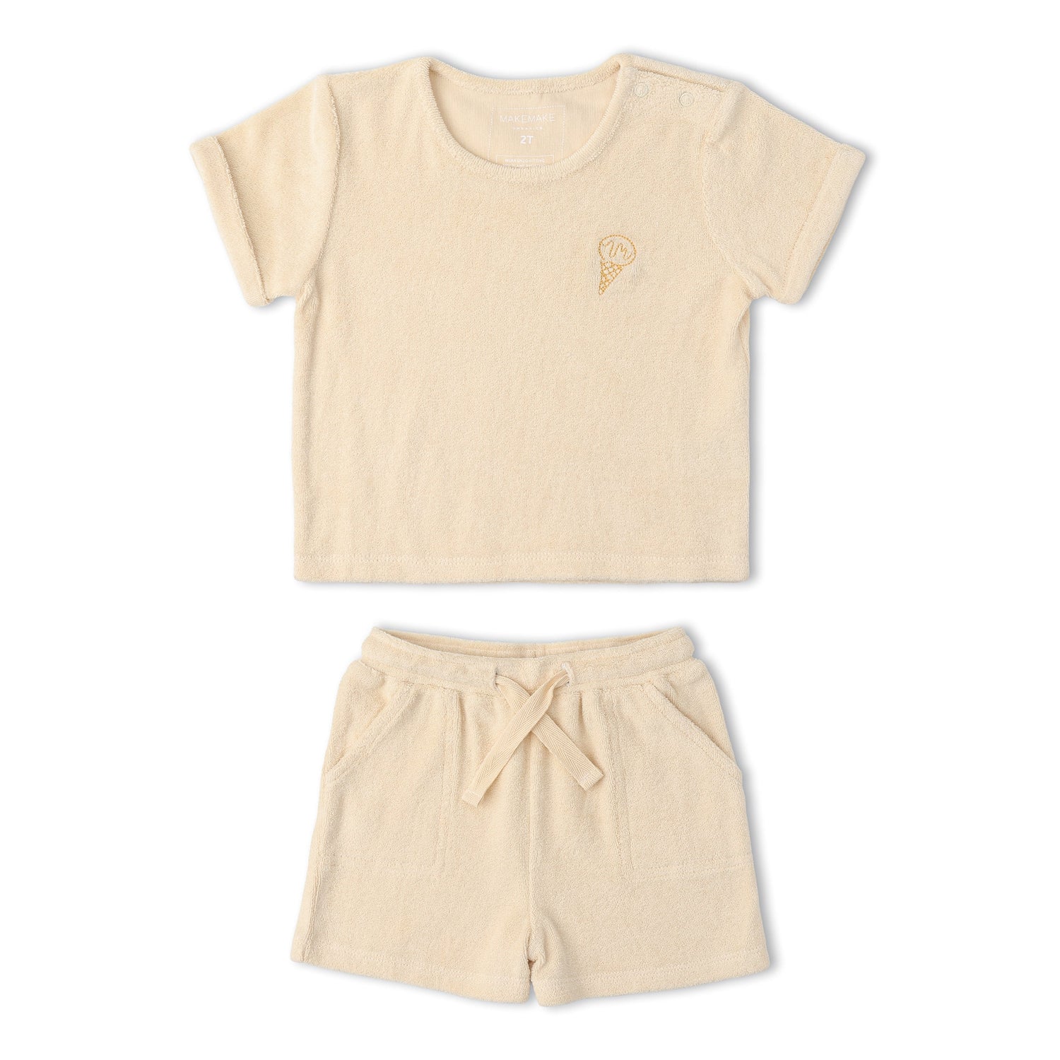 Makemake Organics Makemake Organics Baby Tee And Shorts Set Soft Terry Butter Yellow Breathable Relaxed Fit
