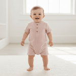 Makemake Organics Makemake Organics Bubble Romper Organic Cotton Seersucker