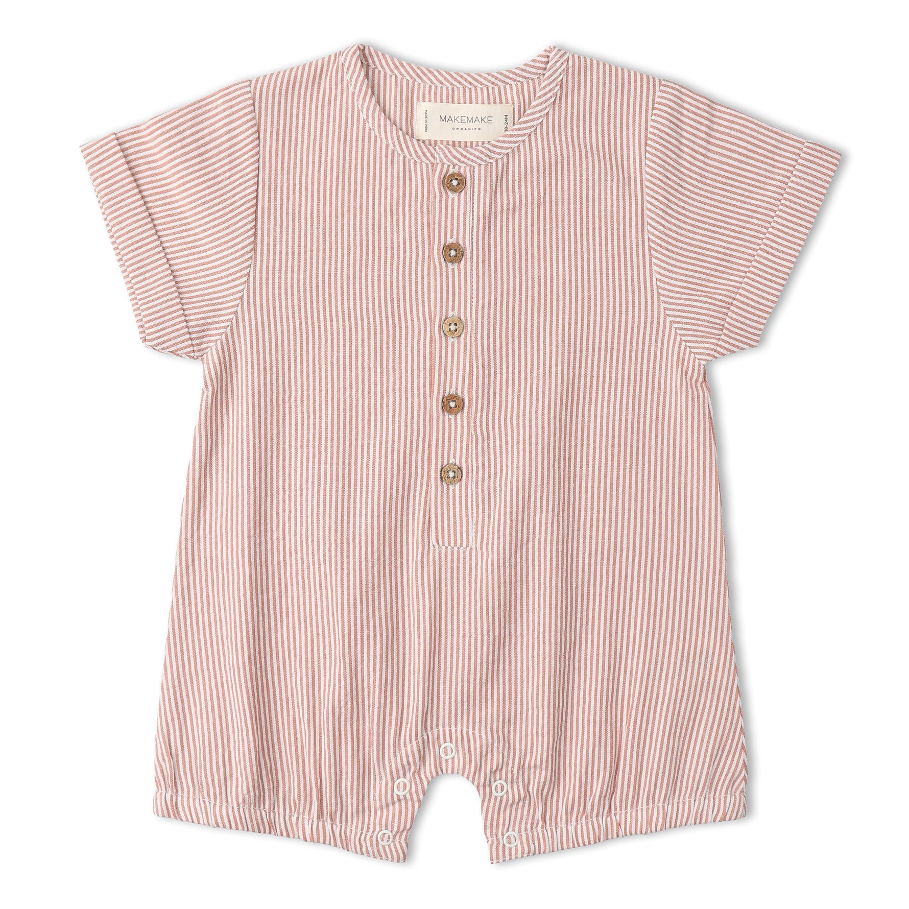Makemake Organics Makemake Organics Bubble Romper Organic Cotton Seersucker