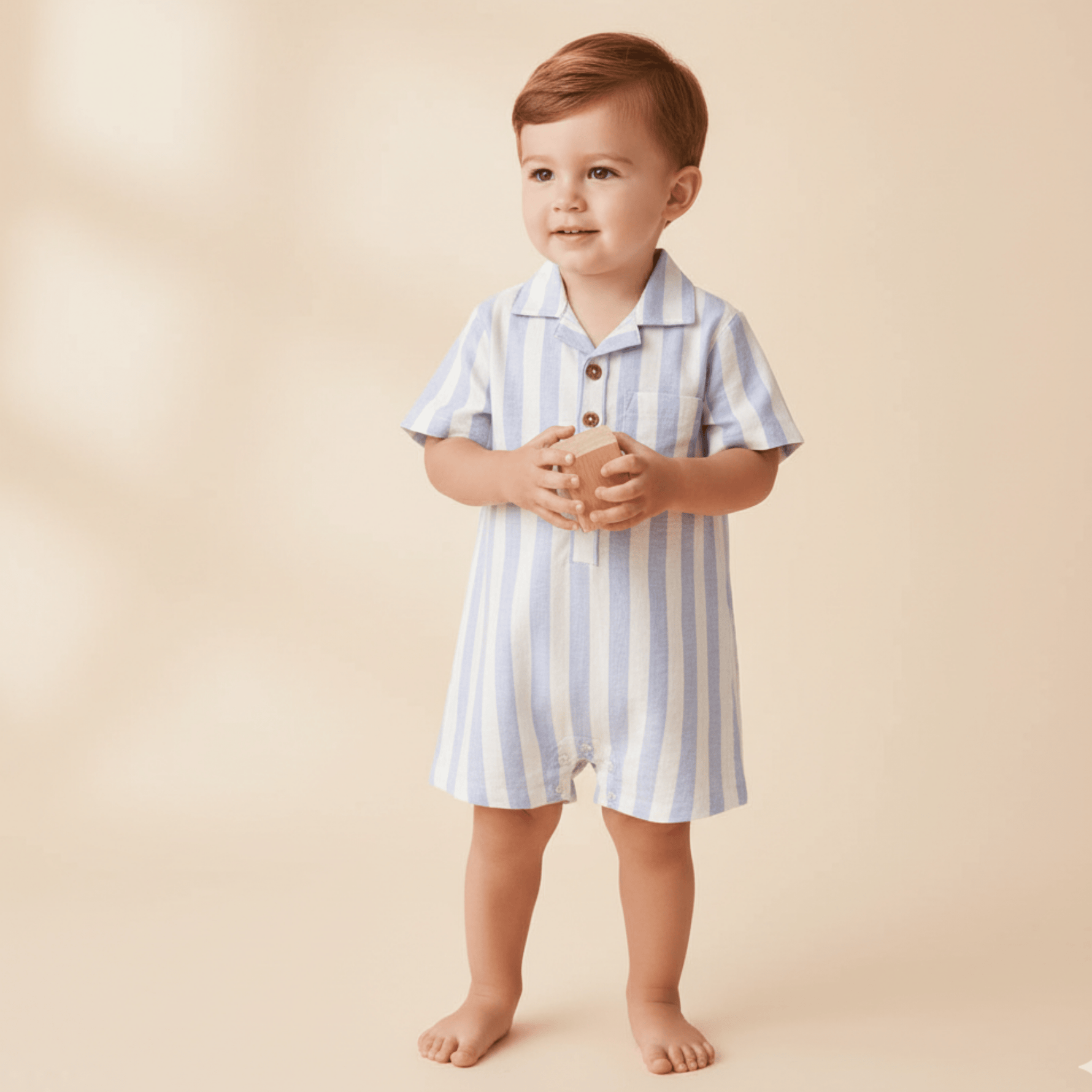 Makemake Organics Makemake Organics Collared Romper Organic Linen Blend Baby