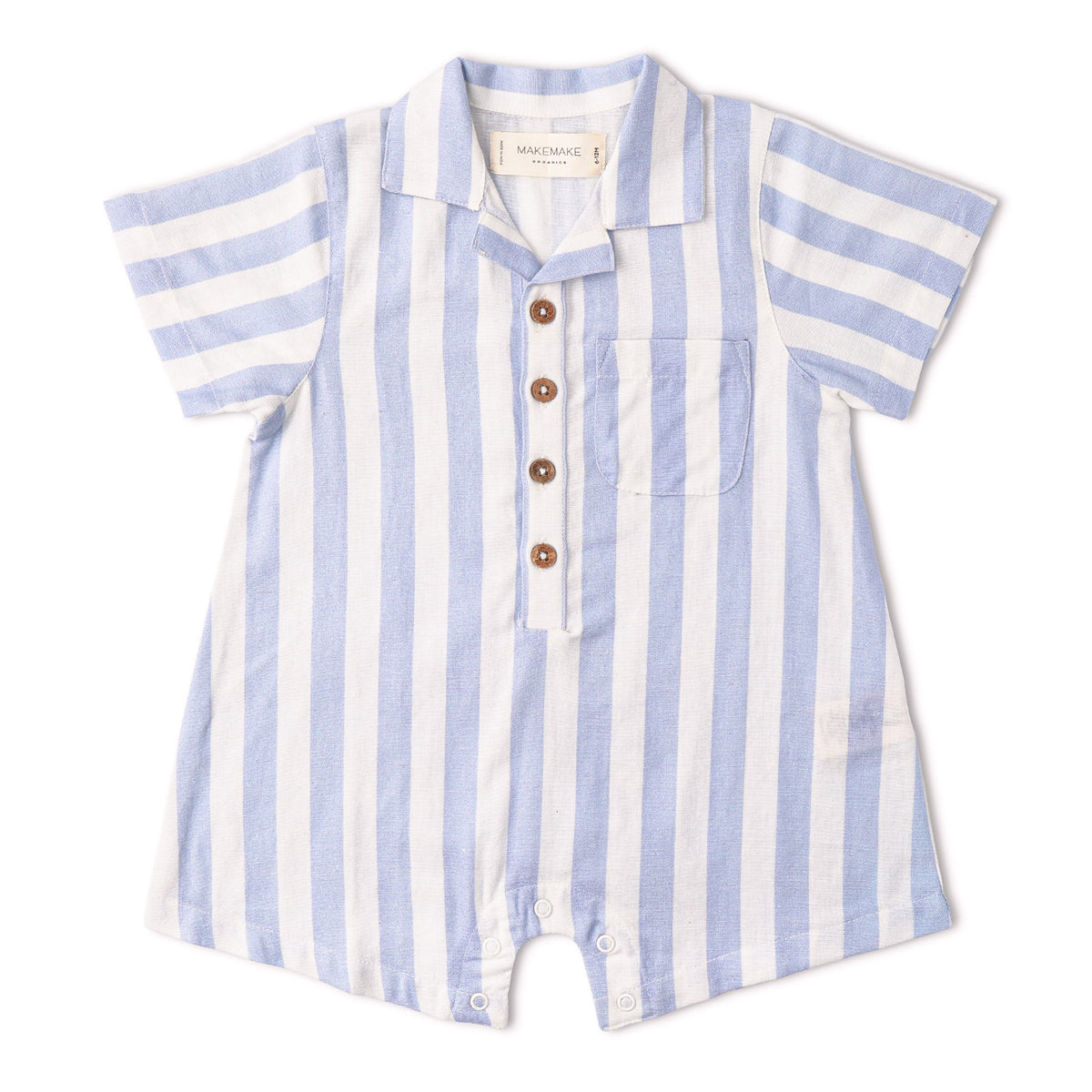Makemake Organics Makemake Organics Collared Romper Organic Linen Blend Baby