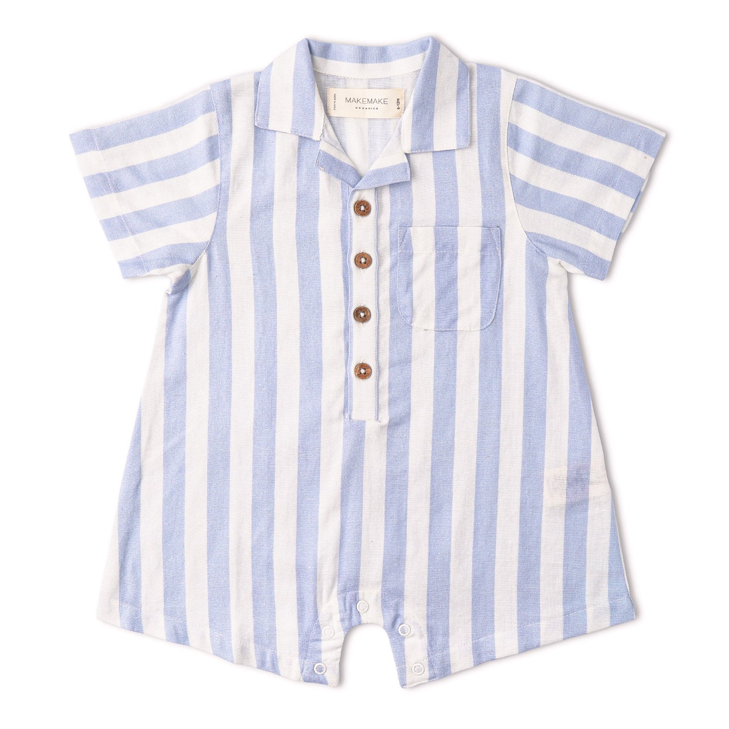Makemake Organics Makemake Organics Collared Romper Organic Linen Blend Baby