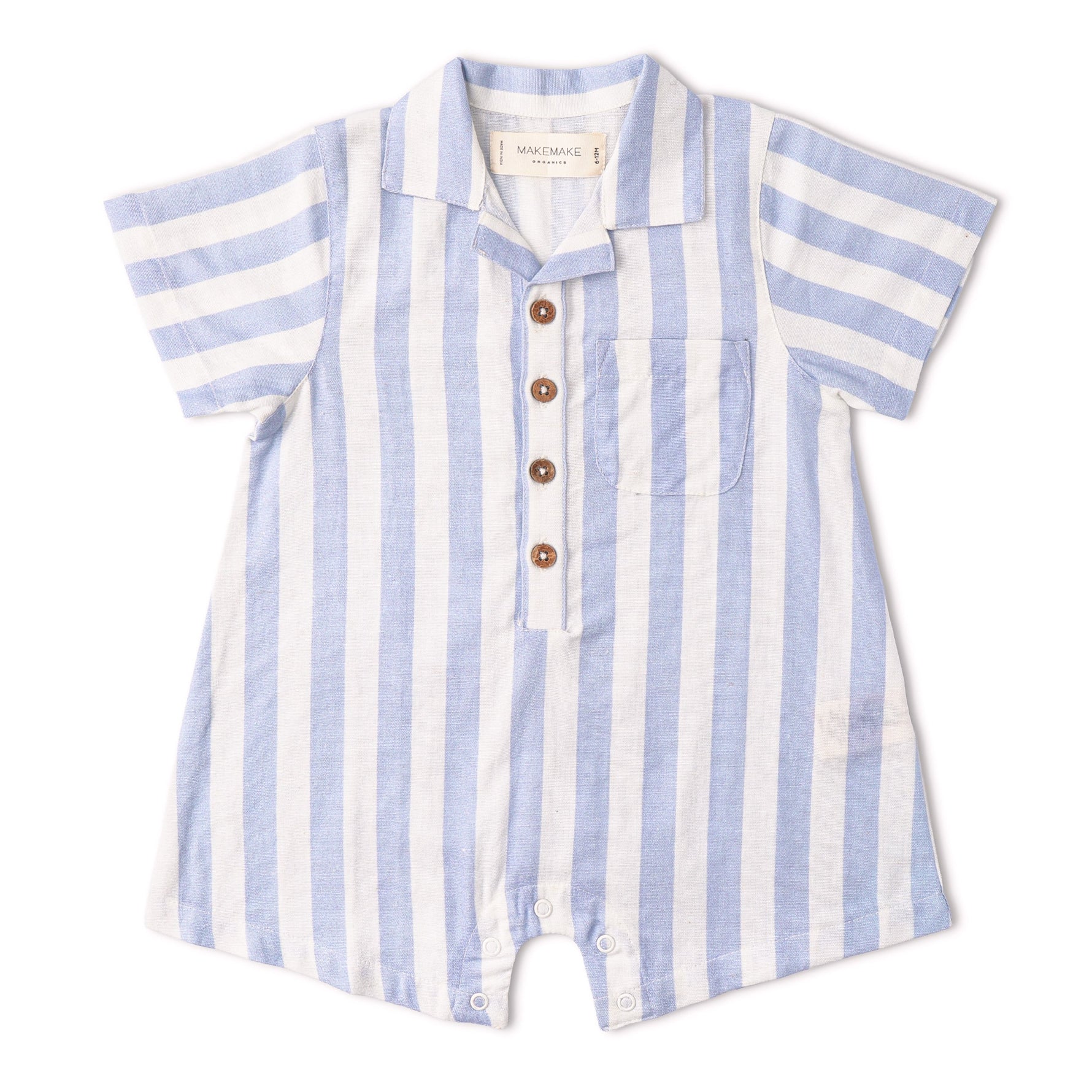 Makemake Organics Makemake Organics Collared Romper Organic Linen Blend Baby