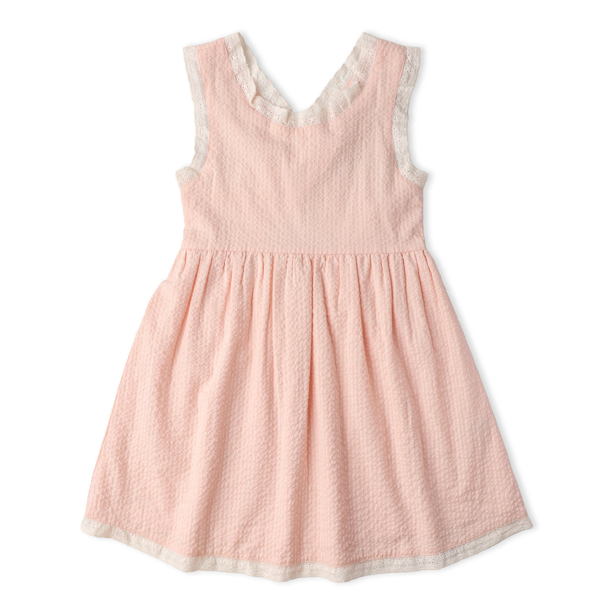 Makemake Organics Makemake Organics Cross Back Dress With Organic Seersucker For Girls Lightweight Summer Twirl Dress