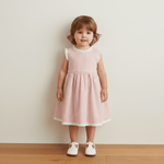 Makemake Organics Makemake Organics Dress With Cross Back Straps For Baby Girls Seersucker Lightweight Airy Summer Dress