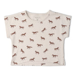 Makemake Organics Makemake Organics Drop Shoulder Tee And Shorts Set Organic Cotton Interlock Baby Outfit With Horses Print