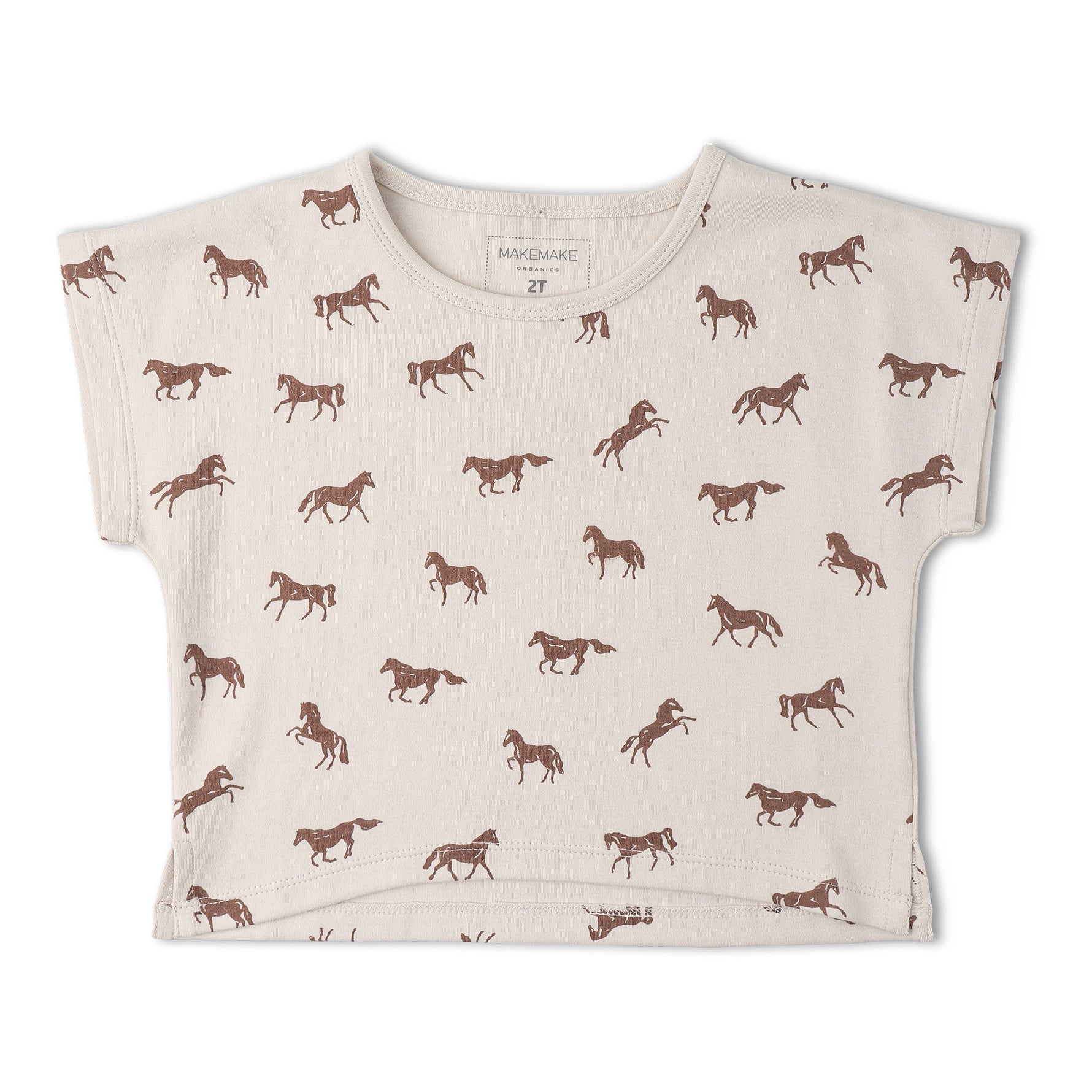 Makemake Organics Makemake Organics Drop Shoulder Tee And Shorts Set Organic Cotton Interlock Baby Outfit With Horses Print