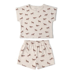 Makemake Organics Makemake Organics Drop Shoulder Tee And Shorts Set Organic Cotton Interlock Baby Outfit With Horses Print