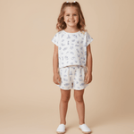Organic Drop Shoulder Tee & Shorts Set - Coastal - White, Pink, Nightwear, Waist, Child | Everetts Place