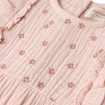 Makemake Organics Makemake Organics Embroidered Ruffle Romper In Organic Muslin For Babies Lightweight Summer One Piece