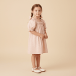 Makemake Organics Makemake Organics Eyelet Bubble Sleeve Dress With Organic Cotton For Baby Girls Breathable Comfort