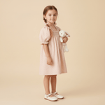 Organic Eyelet Bubble Sleeve Dress - Blush Eyelet - Sleeve, Dress, Fashion, Textile, One-piece garment | Everetts Place