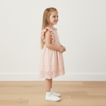 Makemake Organics Makemake Organics Eyelet Flutter Dress For Baby Girls Organic Cotton Lightweight Everyday Wear