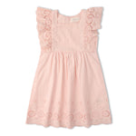 Makemake Organics Makemake Organics Eyelet Flutter Dress For Baby Girls Organic Cotton Lightweight Everyday Wear