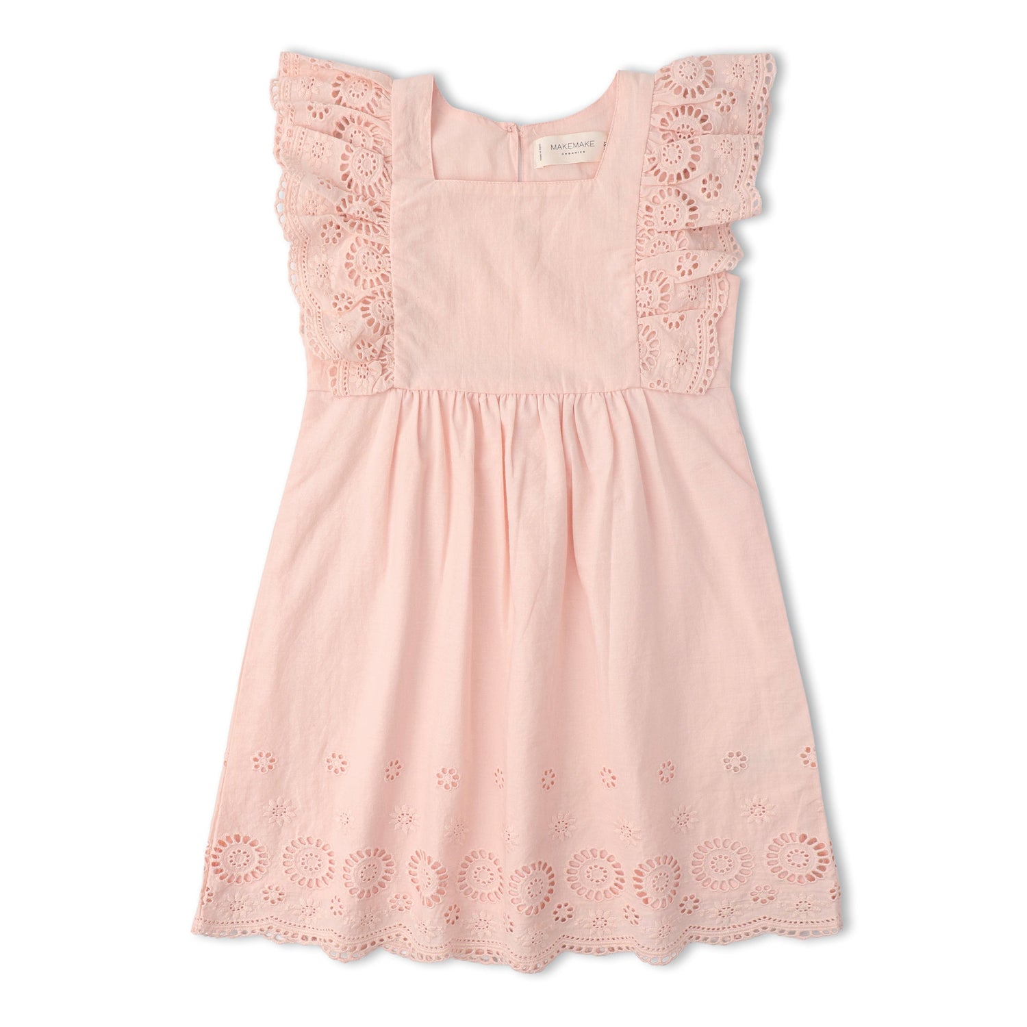 Makemake Organics Makemake Organics Eyelet Flutter Dress For Baby Girls Organic Cotton Lightweight Everyday Wear