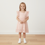 Organic Eyelet Flutter Dress - Blush Eyelet - Dress, Day Dress, One-piece garment, Fashion, Textile | Everetts Place