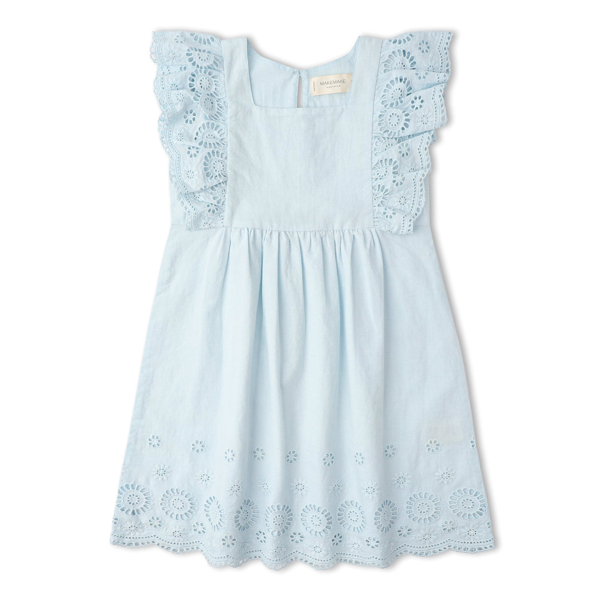 Makemake Organics Makemake Organics Eyelet Flutter Dress Made With Organic Cotton For Baby Girls Soft Lightweight Summer Outfit