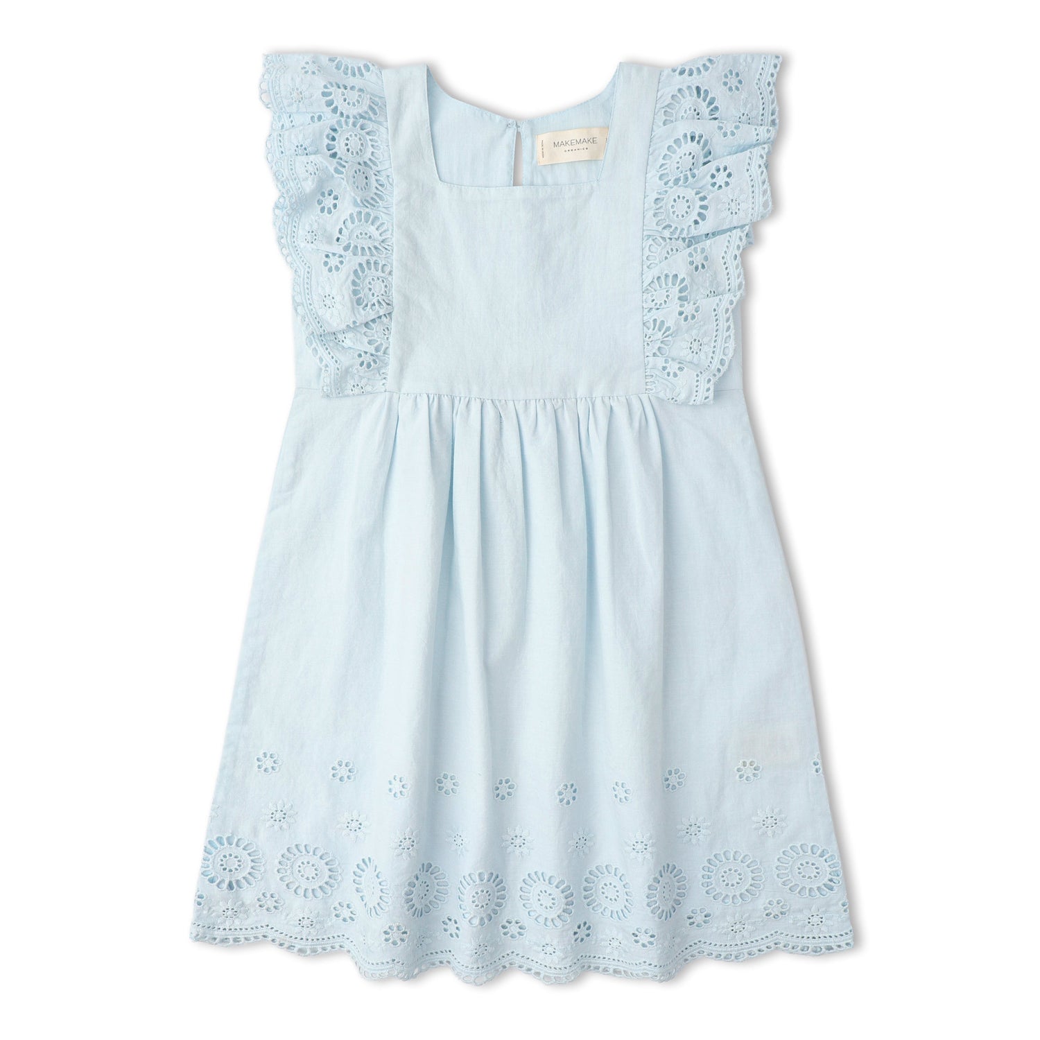 Makemake Organics Makemake Organics Eyelet Flutter Dress Made With Organic Cotton For Baby Girls Soft Lightweight Summer Outfit