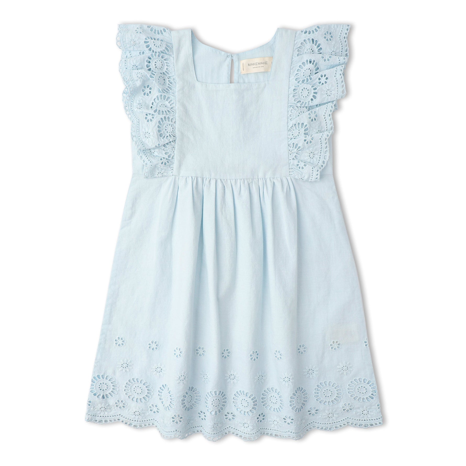Makemake Organics Makemake Organics Eyelet Flutter Dress Made With Organic Cotton For Baby Girls Soft Lightweight Summer Outfit