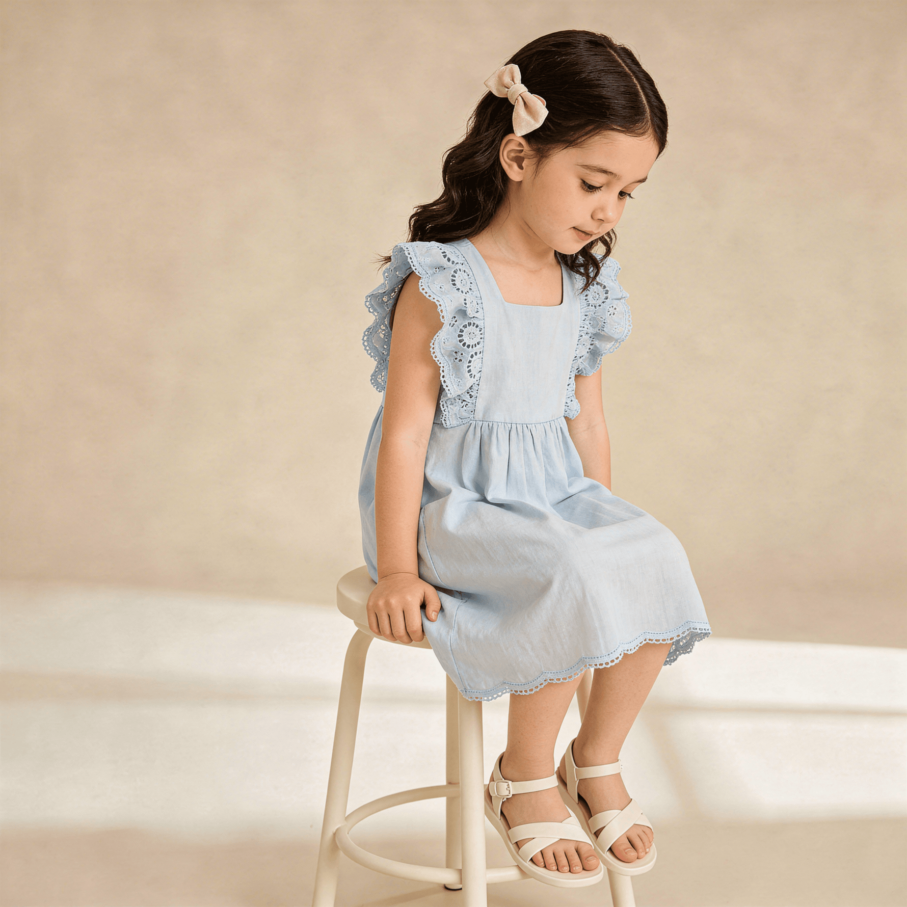 Makemake Organics Makemake Organics Eyelet Flutter Dress Made With Organic Cotton For Baby Girls Soft Lightweight Summer Outfit
