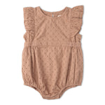 Makemake Organics Makemake Organics Eyelet Flutter Romper For Babies Clay Organic Cotton Breathable
