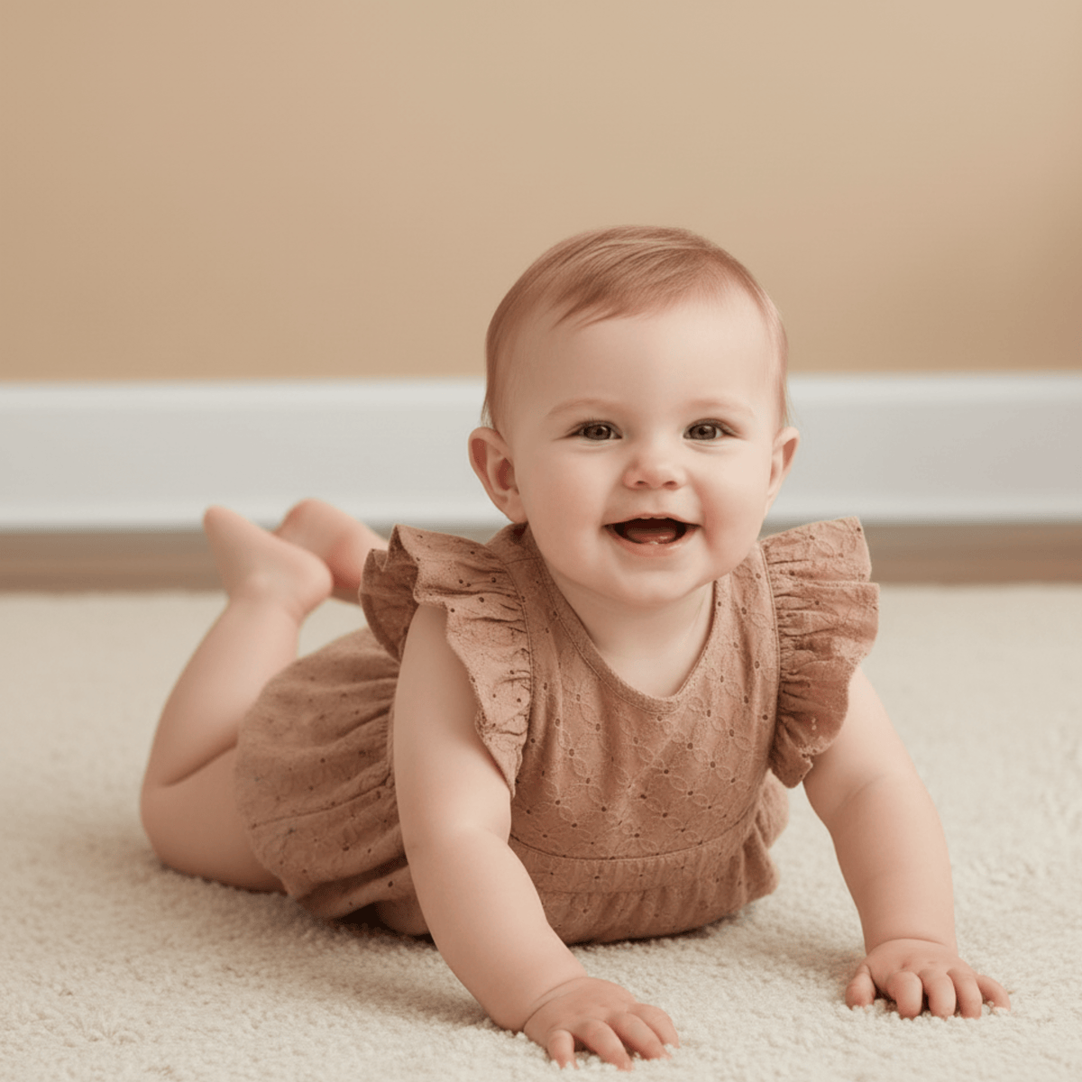 Makemake Organics Makemake Organics Eyelet Flutter Romper For Babies Clay Organic Cotton Breathable